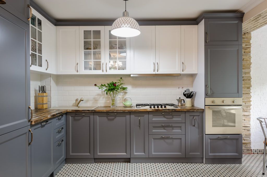 Grey and White Kitchen Cabinets