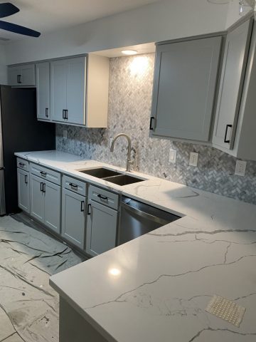 white countertops on white kitchen cabinets refaced for a customer in Pittsburgh white kitchen cabinets refaced for a customer in Pittsburgh